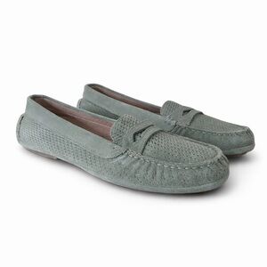 Aquatalia Mens Bruce Weatherproof Driving Shoe 9.5 Sage Green Suede Moc Loafer